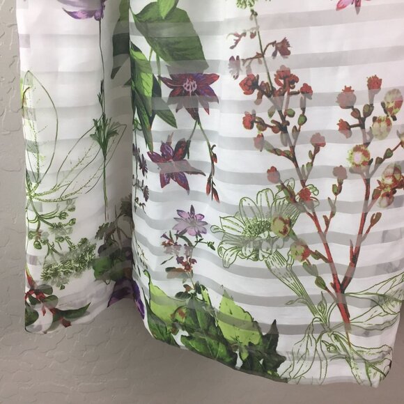 JM Studio John Meyer Floral Sleeveless Banded A-Line Tea Length Dress Size 14 - Picture 3 of 8